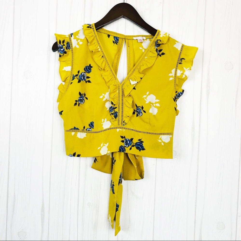Xhilaration Crop Top Floral Yellow M
